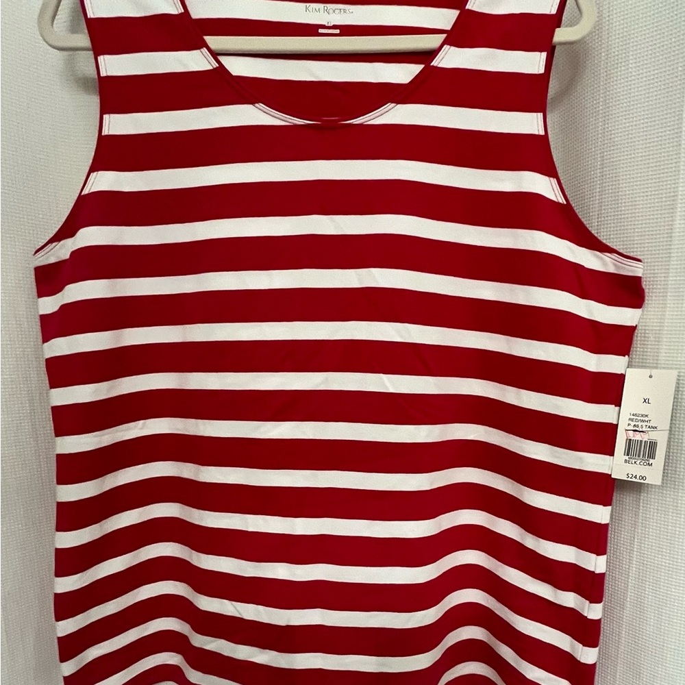 Kim Rogers Bold Red and White Striped Tank Top